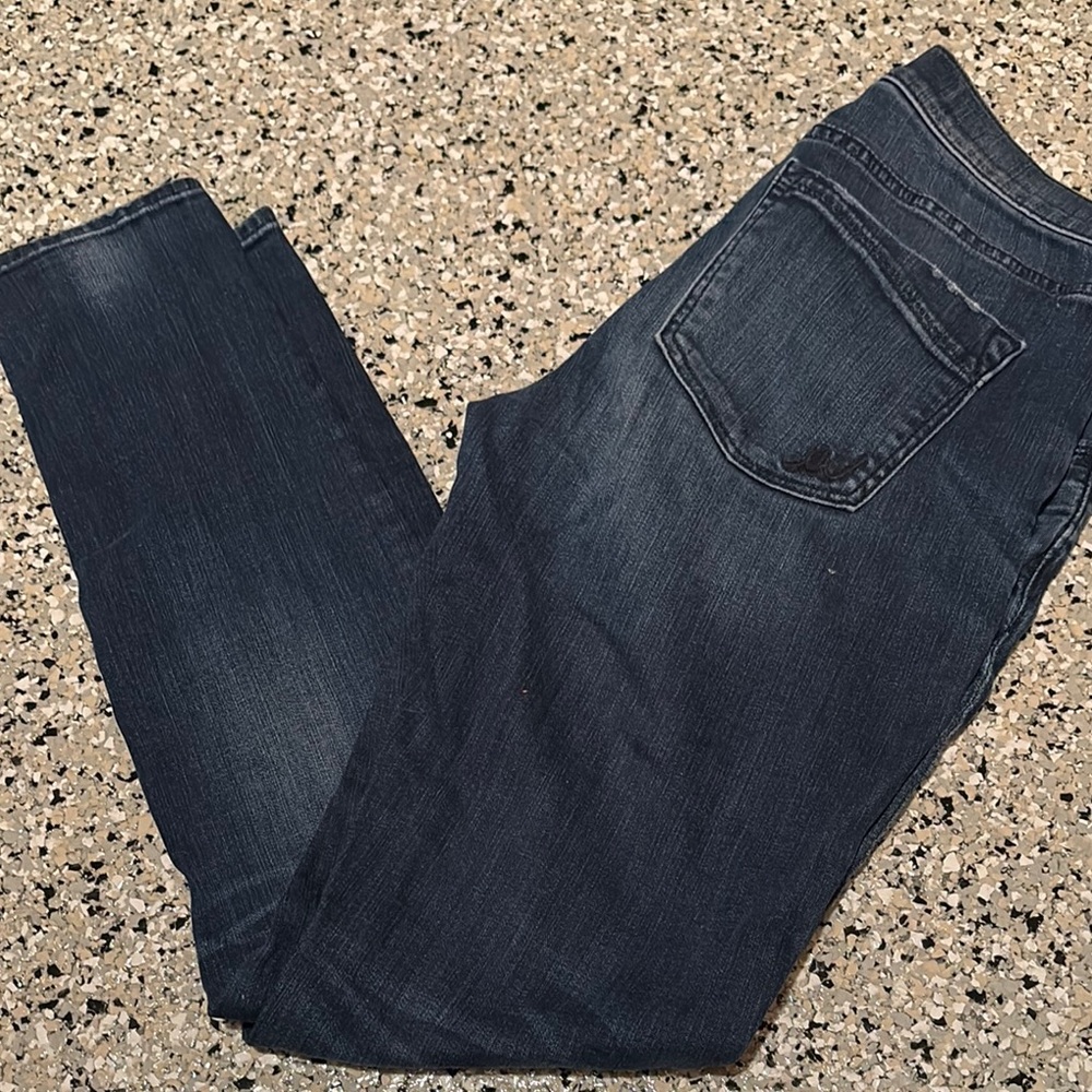 Express Dark Blue Denim Jeans with zippers and distress lines